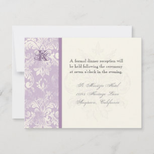 Fleur di Lys Damask - Lilac Réception Invitation
