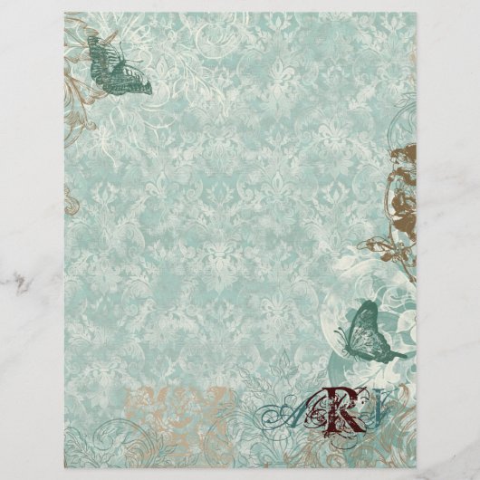 Fleur di Lys Damask - Monogrammed Stationery (Voorkant)