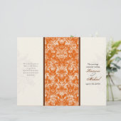 Fleur di Lys Damask Oranje Formal Wedding Programm (Staand voorkant)