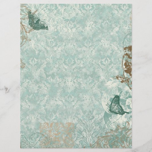 Fleur di Lys Damask - Papeterie & Recettes feuille (Devant)