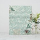 Fleur di Lys Damask - Papier à lettres monogrammes (Debout devant)