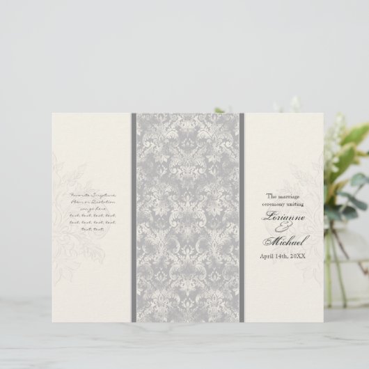 Fleur di Lys Damask - Programme de mariage formel  (Debout devant)