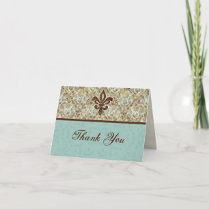 Fleur di Lys Damask Thank You Note Cards Bedankkaart