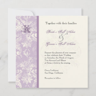 Fleur di Lys Damask - Uitnodiging tot Lila huwelij