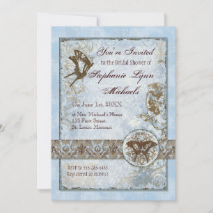 Fleur di Lys Damask vs2 - Bridal Shower Invitation Kaart
