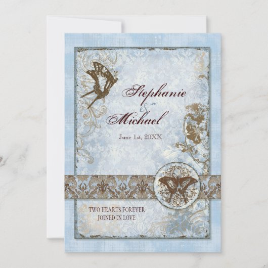 Fleur di Lys Damask vs2 - Faire-part de mariage (Devant)