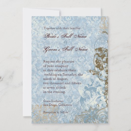 Fleur di Lys Damask vs2 - Faire-part de mariage (Dos)