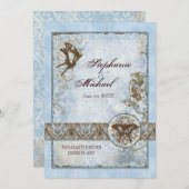 Fleur di Lys Damask vs2 - Weddenschap Kaart (Voorkant / Achterkant)