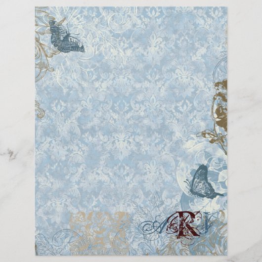 Fleur di Lys Damask vs 2 - Papier à lettres monogr (Devant)