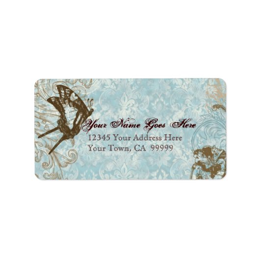 Fleur di Lys Damask Weddenschap - Verzendlabel Etiket (Voorkant)