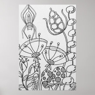 Fleur d'Imaginaire, araignée Poster de coloration 