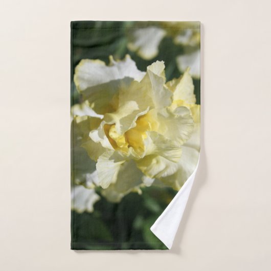 Fleur d'Iris blanc et jaune clair (Serviette à main)