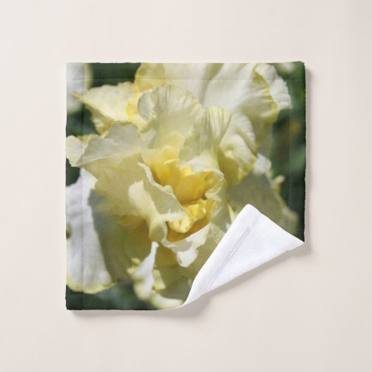 Fleur d'Iris blanc et jaune clair (Gant de toilette)