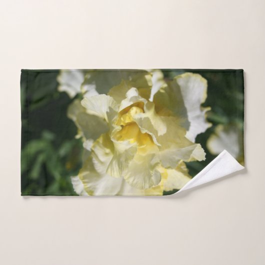 Fleur d'Iris blanc et jaune clair (Serviette à main)