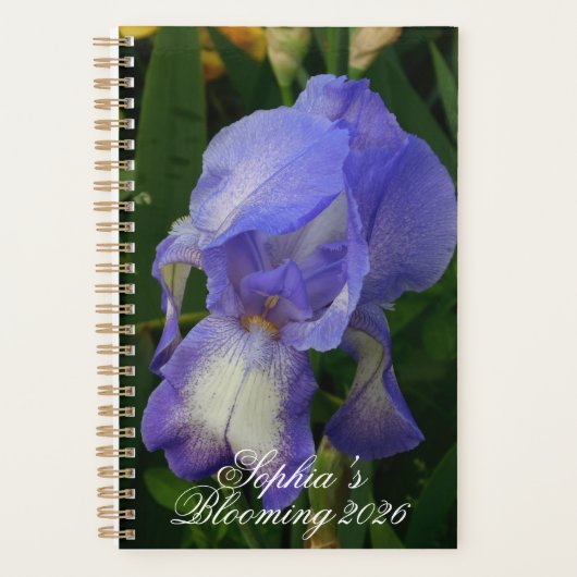 Fleur d'Iris Bleue en Macro: Planificateur Floral (Devant)