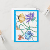 Fleur Doodle - Carte blanche (Devant/Arrière en situation)