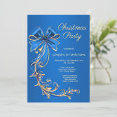 Fleur d'or bleu Noël Invitation (Debout devant)