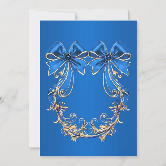 Fleur d'or bleu Noël Invitation (Dos)