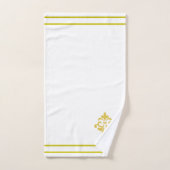 Fleur d'or, monogramme et rayures sur fond blanc (Serviette à main)