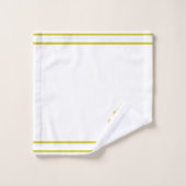 Fleur d'or, monogramme et rayures sur fond blanc (Gant de toilette)