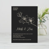 Fleur d'or noir Faire-part de mariage blanc minima (Debout devant)