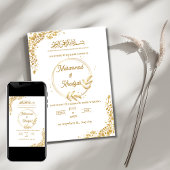 Fleur d'or Ornat Faire-part de mariage musulman Ni