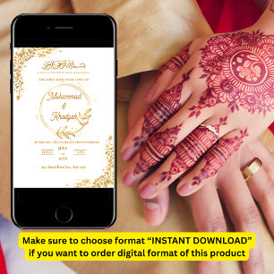 Fleur d'or Ornat Faire-part de mariage musulman Ni