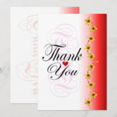 Fleur d'or stylisée en calligraphie rouge merci (Devant / Derrière)