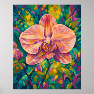 Fleur d'orchidée vibrante Art mural coloré