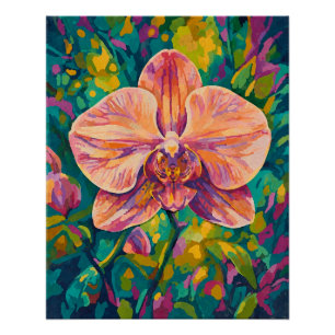 Fleur d'orchidée vibrante Art mural coloré