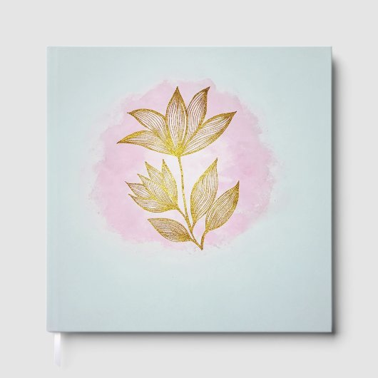 Fleur dorée de luxe rose aquarelle  (Recto)