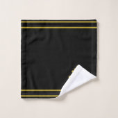 Fleur dorée élégante, monogramme et rayures sur fo (Gant de toilette)
