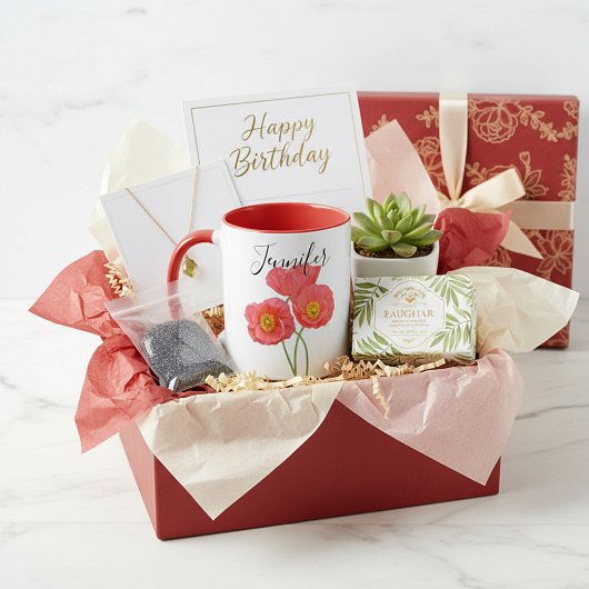 Fleur du mois de naissance - août mug personnalisé