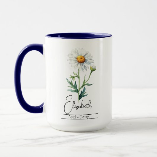 Fleur du mois de naissance Avril Daisy Mug (Gauche)