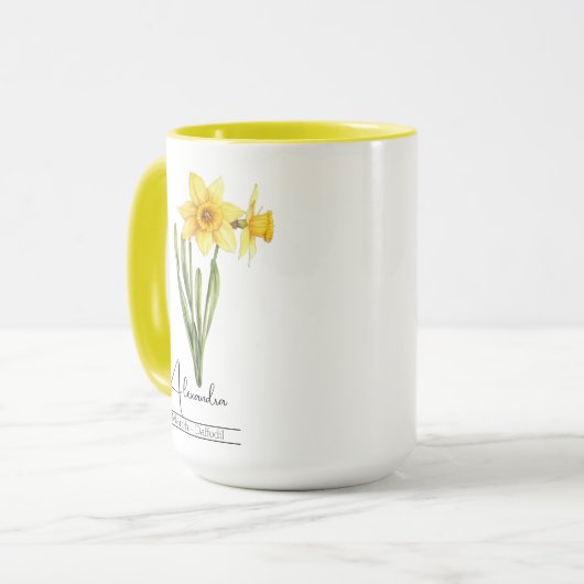 Fleur du mois de naissance mars Daffodique Mug (Devant gauche)