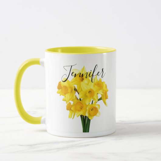 Fleur du mois de naissance-Mars tasse personnalisé (Gauche)