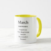 Fleur du mois de naissance-Mars tasse personnalisé (Devant droit)