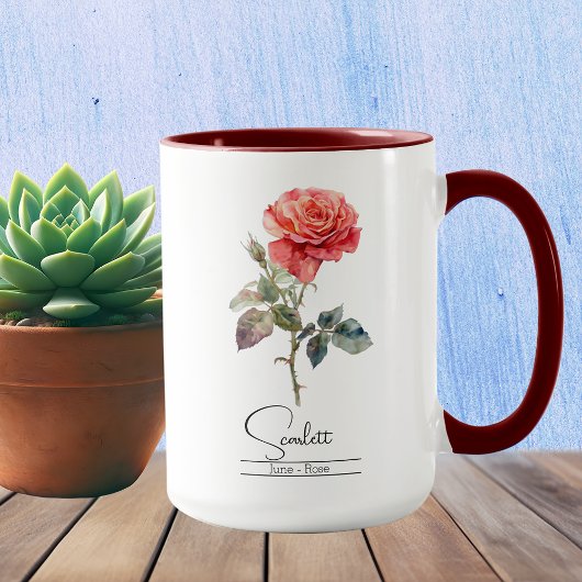 Fleur du mois de naissance Mug Rose de juin