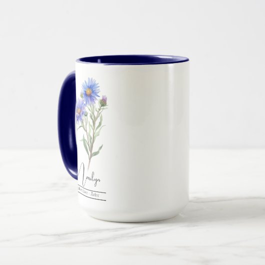Fleur du mois de naissance Septembre Aster Mug (Devant gauche)