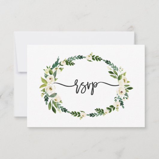 Fleur Élégante Blanche Écriture Manuscrite RSVP (Devant)