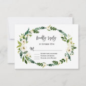 Fleur Élégante Blanche Écriture Manuscrite RSVP (Dos)