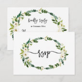 Fleur Élégante Blanche Écriture Manuscrite RSVP (Devant / Derrière)