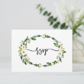 Fleur élégante blanche florale écriture main RSVP (Debout devant)