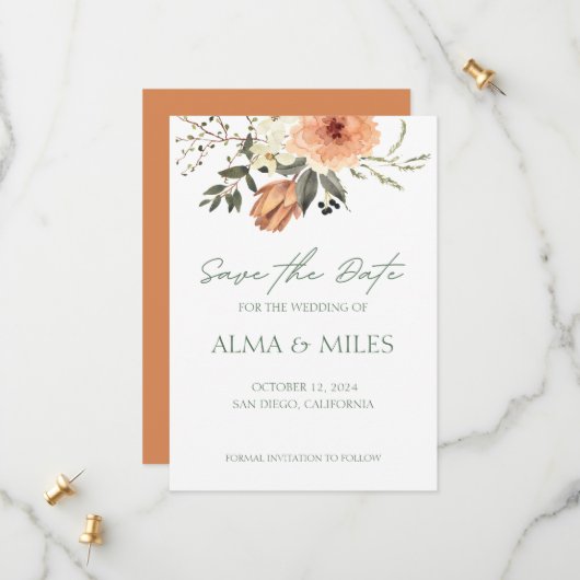 Fleur en terre cuite Save The Date (Devant/Arrière en situation)