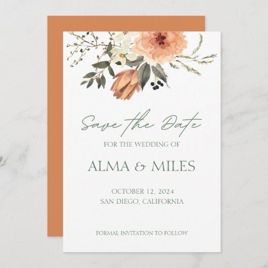 Fleur en terre cuite Save The Date (Devant / Derrière)