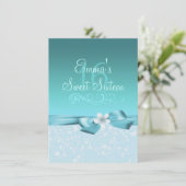 Fleur et Bow bleu/blanc Invitation d'anniversaire (Debout devant)