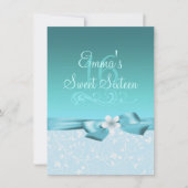 Fleur et Bow bleu/blanc Invitation d'anniversaire (Devant)