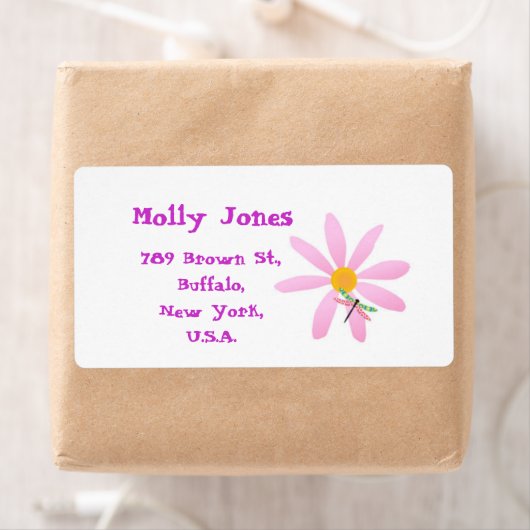 Fleur et Étiquette de libellules (En situation)