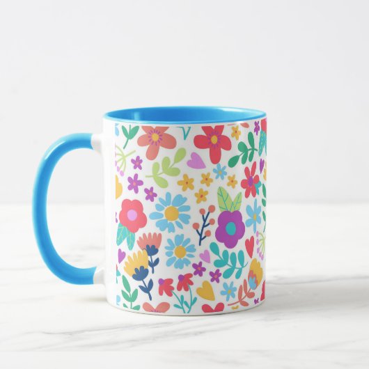 Fleur et feuille Imprimer Mugs de café modernes (Gauche)