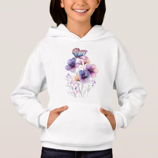 Fleur et papillon élégants violets de printemps (Devant)